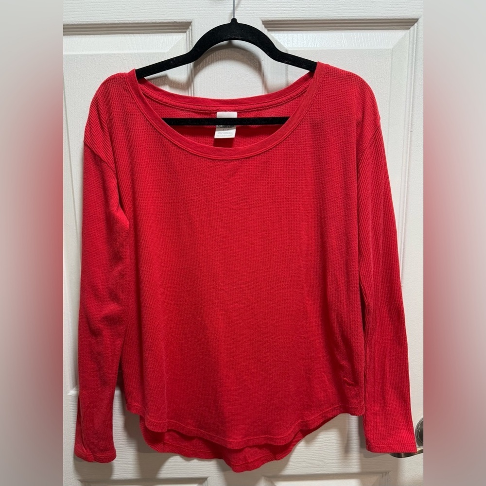 PINK Victorias Secret Women’s Red Long-Sleeve Top waffle knit vintage size S
